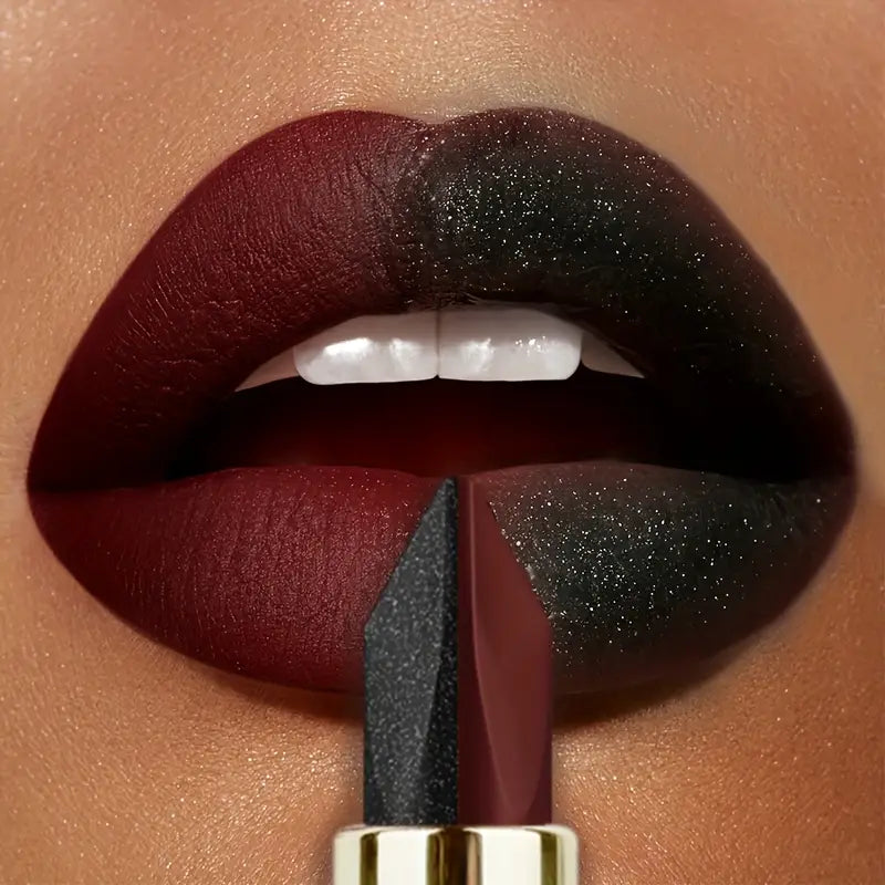 Black, Deep red, Pearlescent, Matte, Two-toned lipstick