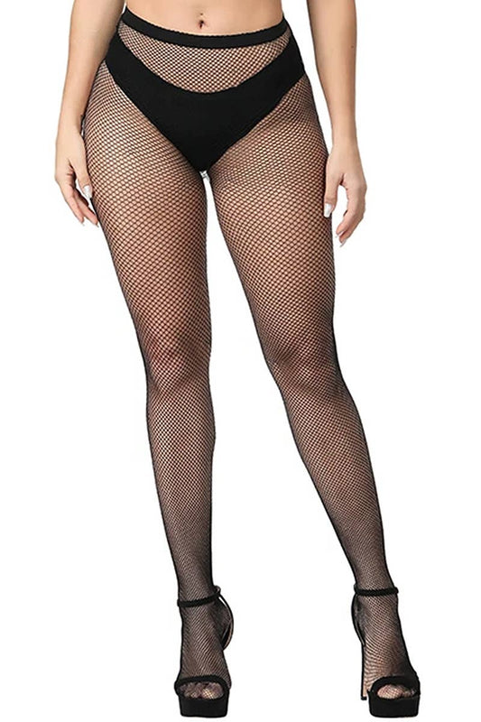 High Rise French Cut Fishnet Sheer Tight Pantyhose