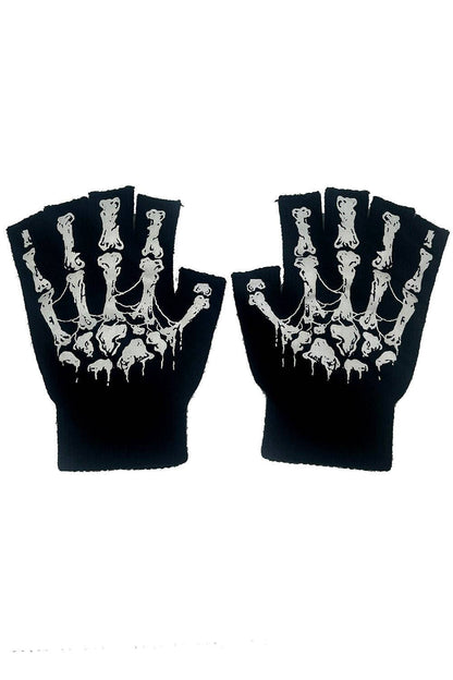 Dead Inside Fingerless Skeleton Gloves