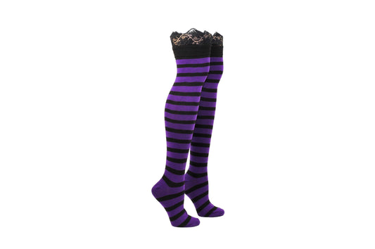 Sock House Co. Ladies Rugby Lace Thigh High Socks