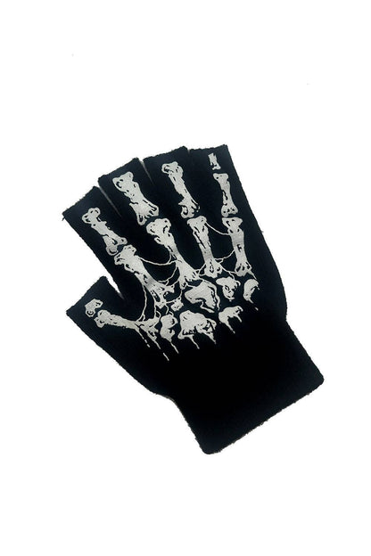 Dead Inside Fingerless Skeleton Gloves